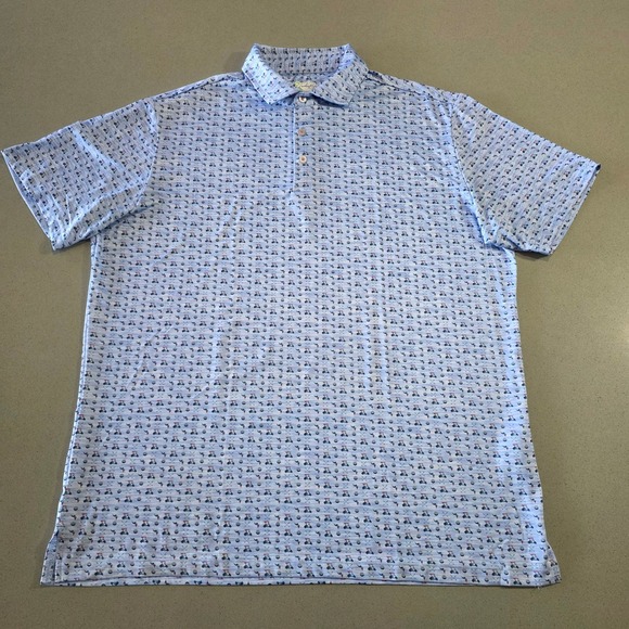 Tailorbyrd Other - TailorByrd Men XL Golf Polo Shirt Blue Golf Cart Print Performance Moisture Wick